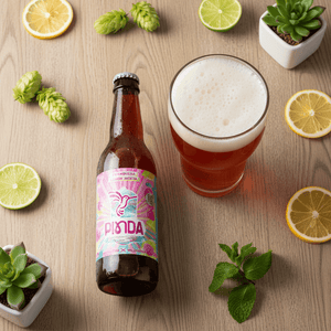 Kombucha Pinda Frambuesa Limón Menta Botella 330cc