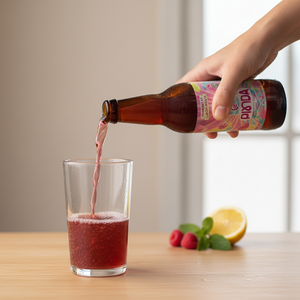 Kombucha Pinda Frambuesa Limón Menta Botella 330cc